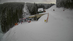 Modrá sjezdovka - dojezd k lanové dráze