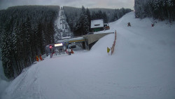 Modrá sjezdovka - dojezd k lanové dráze