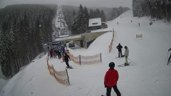 Modrá sjezdovka - dojezd k lanové dráze