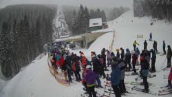 Modrá sjezdovka - dojezd k lanové dráze