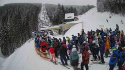 Modrá sjezdovka - dojezd k lanové dráze