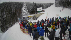 Modrá sjezdovka - dojezd k lanové dráze