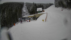 Modrá sjezdovka - dojezd k lanové dráze