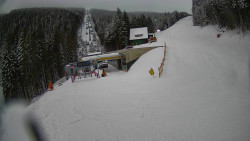 Modrá sjezdovka - dojezd k lanové dráze