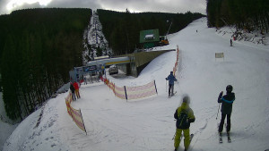 Červenohorské sedlo - Modrá sjezdovka - dojezd k lanové dráze - 23.2.2026 v 10:01 Červenohorské sedlo - Modrá sjezdovka - dojezd k lanové dráze - 23.2.2026 v 10:01