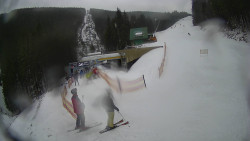 Modrá sjezdovka - dojezd k lanové dráze