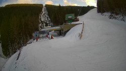 Modrá sjezdovka - dojezd k lanové dráze