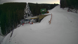 Modrá sjezdovka - dojezd k lanové dráze