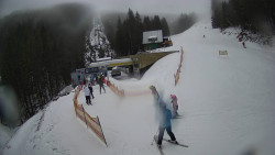 Modrá sjezdovka - dojezd k lanové dráze