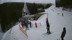 Modrá sjezdovka - dojezd k lanové dráze