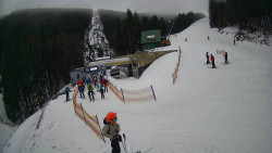 Modrá sjezdovka - dojezd k lanové dráze