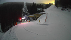 Modrá sjezdovka - dojezd k lanové dráze