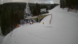 Modrá sjezdovka - dojezd k lanové dráze