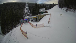 Modrá sjezdovka - dojezd k lanové dráze