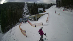 Modrá sjezdovka - dojezd k lanové dráze