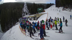 Modrá sjezdovka - dojezd k lanové dráze