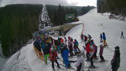 Modrá sjezdovka - dojezd k lanové dráze