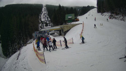 Modrá sjezdovka - dojezd k lanové dráze