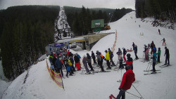 Modrá sjezdovka - dojezd k lanové dráze