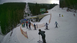 Modrá sjezdovka - dojezd k lanové dráze