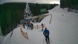 Modrá sjezdovka - dojezd k lanové dráze