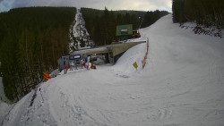 Modrá sjezdovka - dojezd k lanové dráze