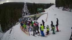 Modrá sjezdovka - dojezd k lanové dráze