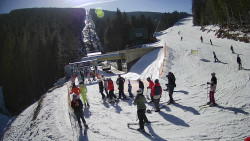 Modrá sjezdovka - dojezd k lanové dráze