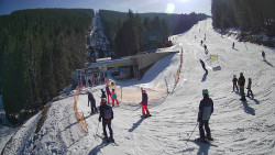 Modrá sjezdovka - dojezd k lanové dráze