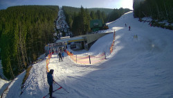 Modrá sjezdovka - dojezd k lanové dráze