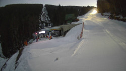 Modrá sjezdovka - dojezd k lanové dráze