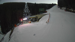 Modrá sjezdovka - dojezd k lanové dráze