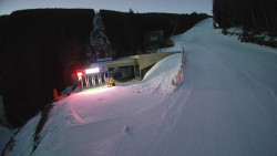 Modrá sjezdovka - dojezd k lanové dráze