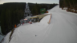 Modrá sjezdovka - dojezd k lanové dráze