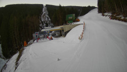 Modrá sjezdovka - dojezd k lanové dráze