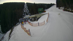 Modrá sjezdovka - dojezd k lanové dráze