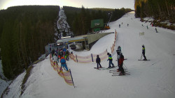 Modrá sjezdovka - dojezd k lanové dráze