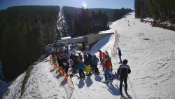 Modrá sjezdovka - dojezd k lanové dráze