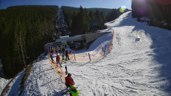 Modrá sjezdovka - dojezd k lanové dráze