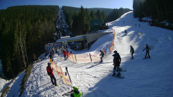 Modrá sjezdovka - dojezd k lanové dráze