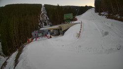 Modrá sjezdovka - dojezd k lanové dráze