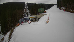 Modrá sjezdovka - dojezd k lanové dráze