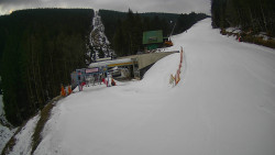 Modrá sjezdovka - dojezd k lanové dráze