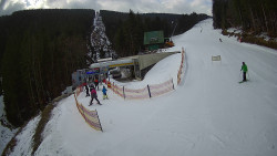 Modrá sjezdovka - dojezd k lanové dráze