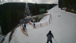 Modrá sjezdovka - dojezd k lanové dráze