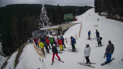 Modrá sjezdovka - dojezd k lanové dráze