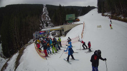 Modrá sjezdovka - dojezd k lanové dráze