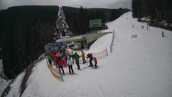 Modrá sjezdovka - dojezd k lanové dráze