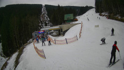 Modrá sjezdovka - dojezd k lanové dráze