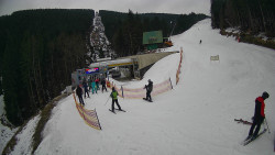 Modrá sjezdovka - dojezd k lanové dráze